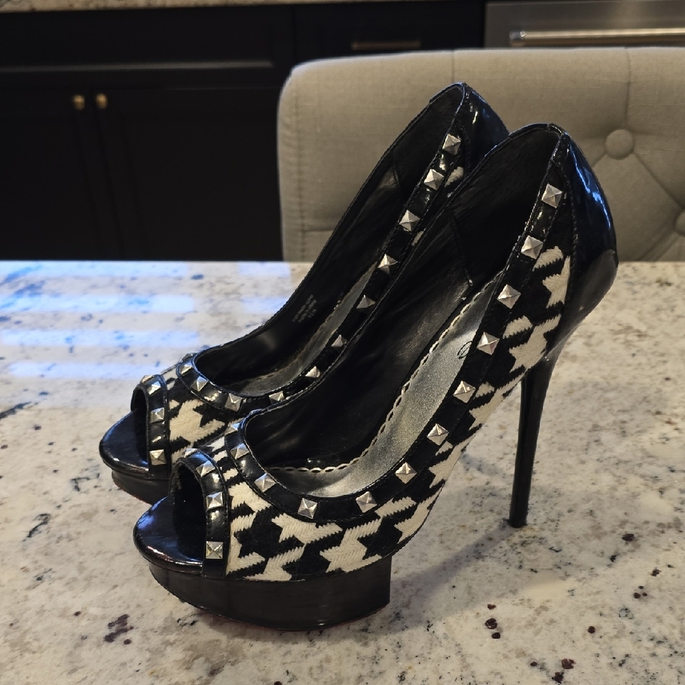 Black and White Studded Women's Platforms BEBE